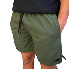 Kit 3 short linho confort com bolso faca bege/preto/colorido - Verde Militar - Visão 4
