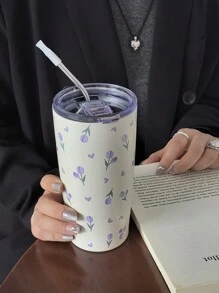 1 件原创 INS 风格紫色郁金香心形 20 盎司（600 毫升）不锈钢双层保温杯、咖啡杯、水瓶、旅行杯、节日礼物、生日礼物、学生杯、极具吸引力（不含吸管）学校用品返校 - 彩色 - 查看 9