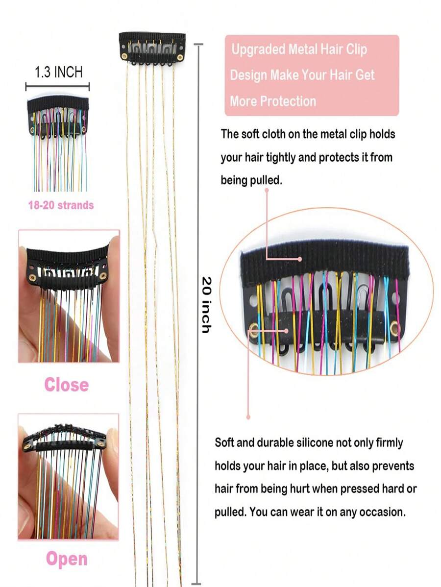 Kit de 12 pièces de tangage de cheveux de fée bleue ciel à paillettes