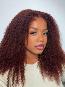 Wigs Bye Bye Knots Pre Cut Lace Wear Go Glueless Wig Reddish Brown Kinky Curly Wig Human Hair Pre Bleached Knots 7x5 Lace Closure Wig Dark Brown Copper Red Pre Plucked Wigs Unice Hair - S33 - View 7