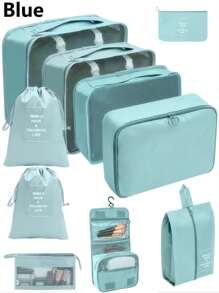 10 件/套涤纶旅行盥洗包，现代便携式化妆收纳袋，适用于旅行打包立方体储物袋，衣服收纳袋，衣服收纳袋，旅行袋套装，适用于行李箱，节日假期，旅行收纳袋，化妆包，化妆包，度假收纳袋，大容量化妆品收纳袋，化妆盒，适用于口红、刷子、护肤品、手机、硬币、小物品，适用于家庭、礼物、度假和节日万圣节圣诞节多功能用途，波西米亚风 - 10pcs/set - 查看 11