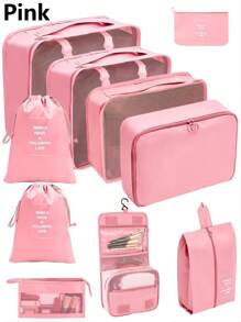 10 件/套涤纶旅行盥洗包，现代便携式化妆收纳袋，适用于旅行打包立方体储物袋，衣服收纳袋，衣服收纳袋，旅行袋套装，适用于行李箱，节日假期，旅行收纳袋，化妆包，化妆包，度假收纳袋，大容量化妆品收纳袋，化妆盒，适用于口红、刷子、护肤品、手机、硬币、小物品，适用于家庭、礼物、度假和节日万圣节圣诞节多功能用途，波西米亚风 - 10pcs/set - 查看 8