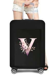 1 PC Letter Printed Suitcase Cover, Strong Elastic Suitcase Cover, Suitcase Protective Cover, Suitcase Dust Cover, Storage Suitcase Cover, Trolley Suitcase Cover Luggage Covers Suitcase Protective Cover For Holiday For Vacation  Travel Essentials Travel Accessories Bag For School School Accessories School Stuff