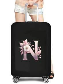 1 PC Letter Printed Suitcase Cover, Strong Elastic Suitcase Cover, Suitcase Protective Cover, Suitcase Dust Cover, Storage Suitcase Cover, Trolley Suitcase Cover Luggage Covers Suitcase Protective Cover For Holiday For Vacation  Travel Essentials Travel Accessories Bag For School School Accessories School Stuff