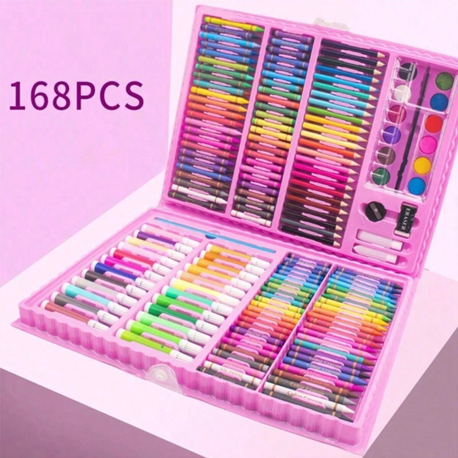 168 Pieces Art Supplies, Drawing Art Kit For Kids And Adults, Art Set With Double Sided Triple Easel, Oil Pastels, Crayons, Colored Pencils, Watercolor Pens, Gift For Girls And Boys, Artists