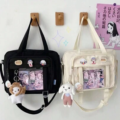 Japanese High School Girl JK Transparent Handbag, Shoulder Bag, Messenger Bag, Large Crossbody Bag, Street Fashion Japanese Style Women Bag , Y2k