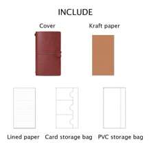 Binding Creative Notebook With Metal Bookmark Include Kraft Paper + Lined Paper + PVC Storage Bag For Hand Ledger Retro Portable Travel Diary Notebook Students School Stationery Supplies