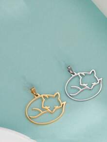 1入不鏽鋼動物吊墜，包括海馬、馬蹄鐵、狗、蝙蝠、龍和狐狸形狀，可DIY為項鍊或手鍊 - 動物系列 - 查看 8