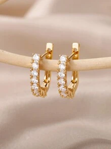 1 Paar U-förmige Zirkonia Ohrstecker für Frauen, Edelstahl Ohrschmuck, Hochzeit Geburtstagsgeschenk