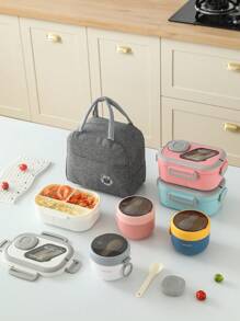 Set de 3 piezas de cubiertos portátiles para almuerzo, caja Bento de material PP que se puede calentar en microondas, adecuado para almuerzos en el trabajo y la escuela