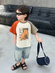 Young Boy Summer Short Sleeve T-Shirt And Denim Shorts Set, For Kids And Juniors