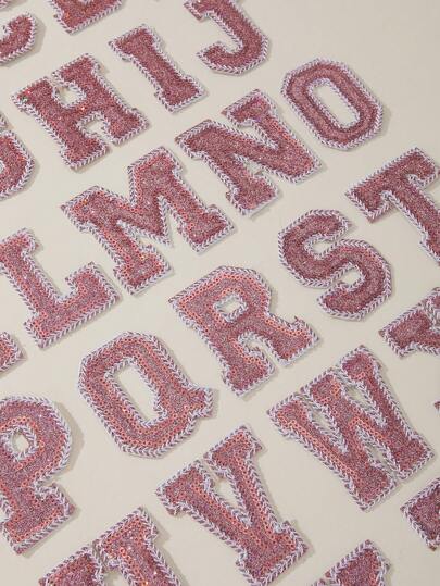 26pcs Sequin Glitter Embroidery Ironing Patch, Fashionable Shiny English Letter Clothing Hats Luxury Decorative Accessories