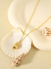 1pc Popular Women's Fashionable Summer Seashell Pendant Necklace, Delicate & Cute, Ideal For Wedding, Engagement, Party & Other Occasions