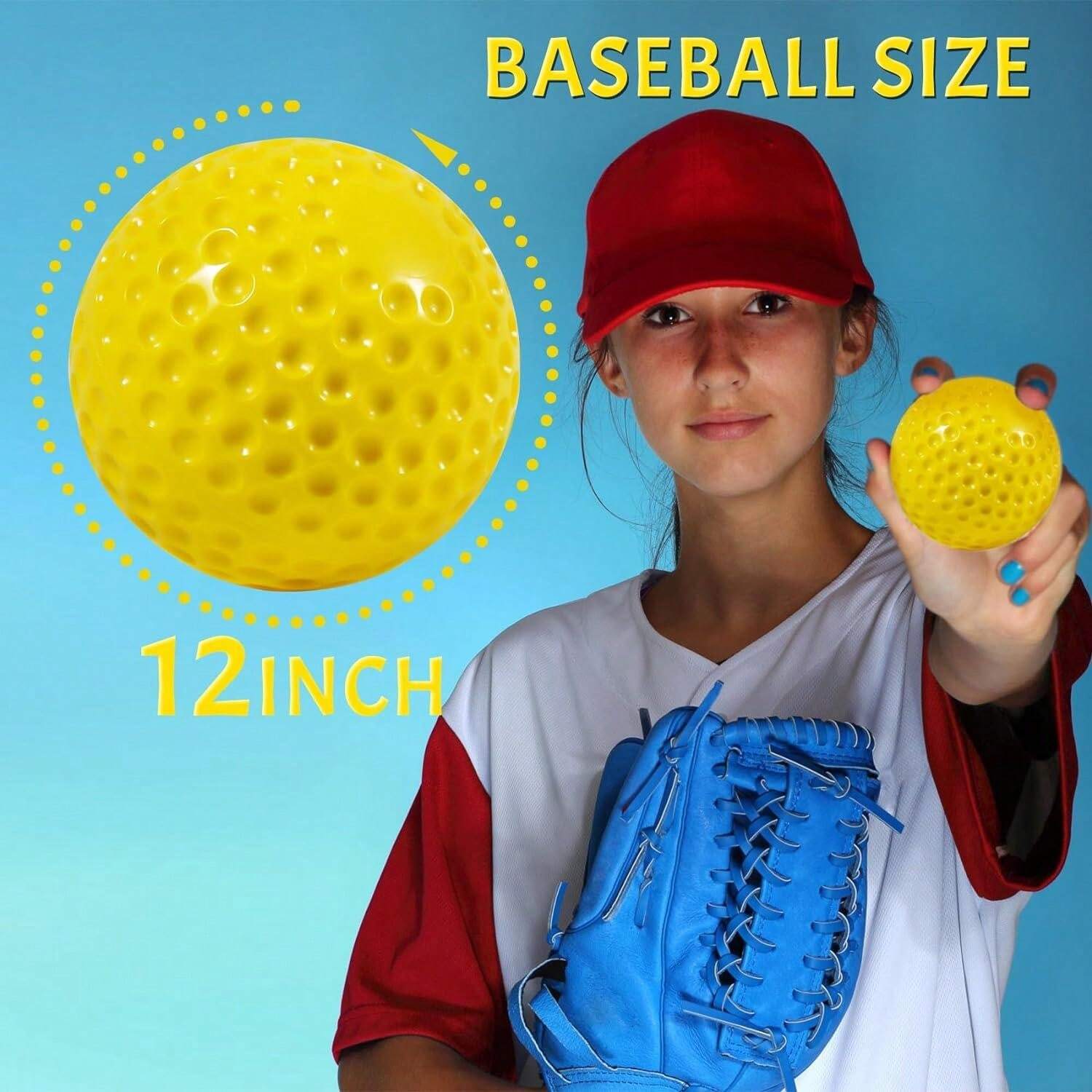 Softballs 12 Pack Yellow Dimpled Softballs, 12Inch Pitching Machine