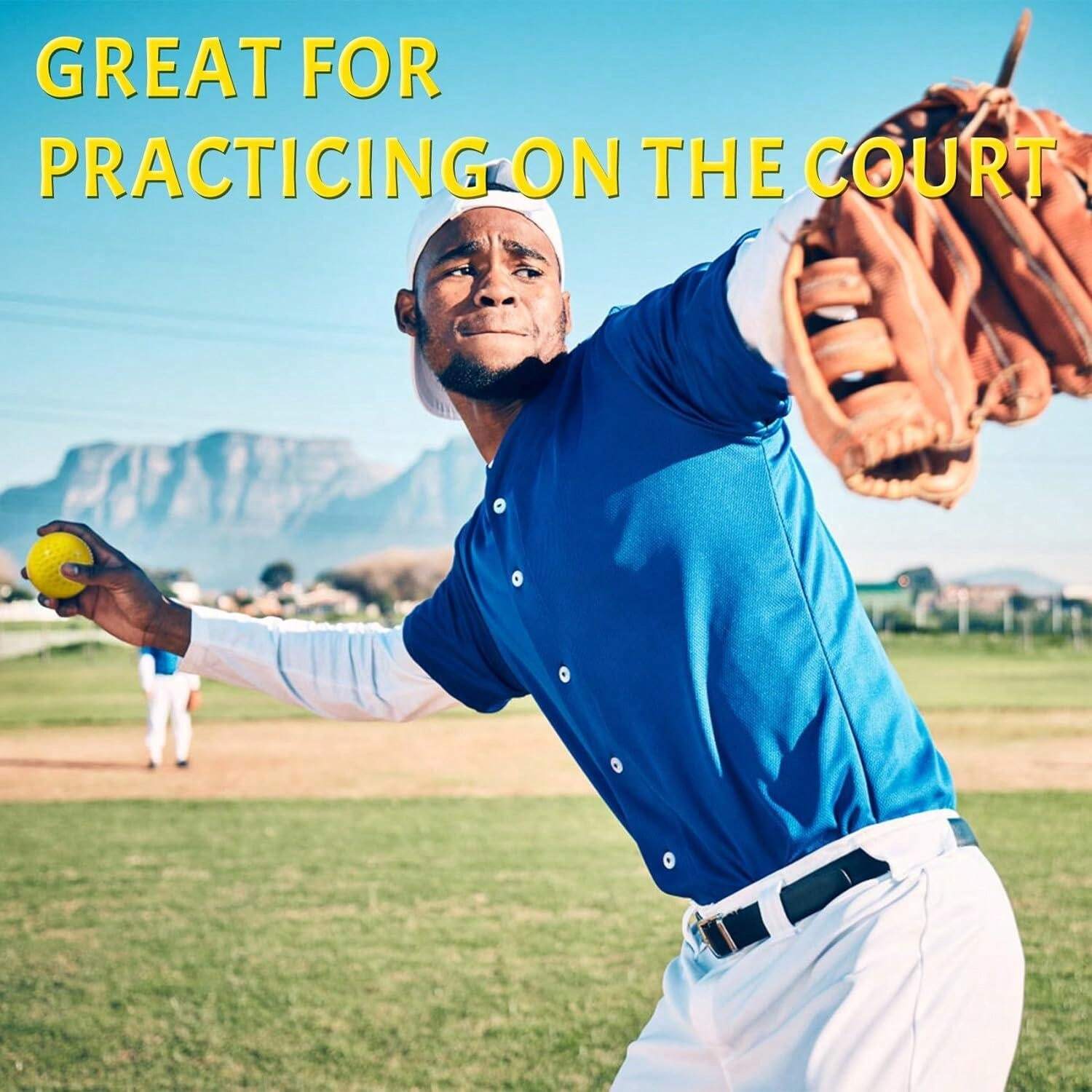 Softballs 12 Pack Yellow Dimpled Softballs, 12Inch Pitching Machine