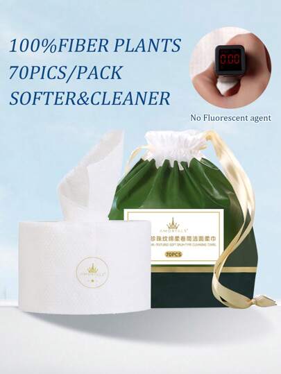 Amortals 70 pezzi/Confezione di salviettine detergenti per il viso monouso, morbide, adatte per uso bagnato e asciutto, pratico da trasportare, salvietta per la pulizia del viso e del corpo, struccanti, ideali per viaggi e spiaggia