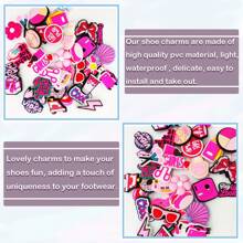 Random 20Pcs Pink Series Shoe Charms For Clogs Shoe DIY Decoration Premium Quality Popular Charms Accessories Bubble Slides Sandals, PVC Shoe Decorations Beach Bag Accessories Great Gift For Teens Men Women And Adults