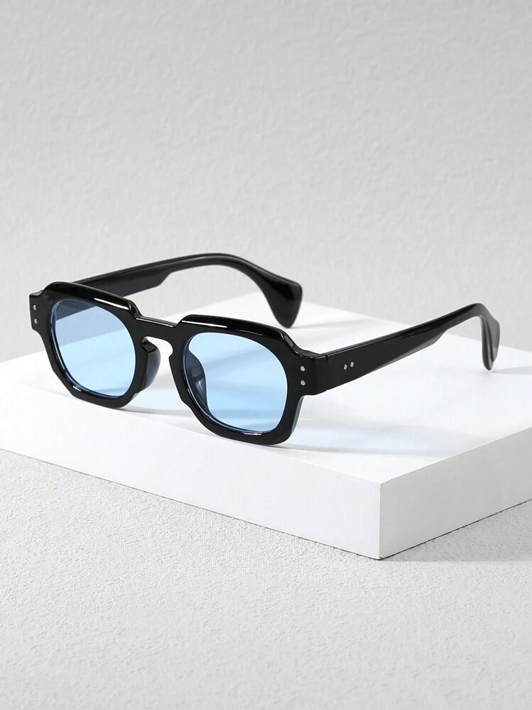 1 par/2 pares de gafas de estilo vintage con marco cuadrado pequeño y adorno de remaches, para fiesta, moda, verano, playa, vacaciones, exterior, viajes - Multicolor - Añade 12