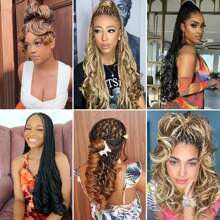 High Temperature French Curly Braiding Hair 16/20/24Inch Loose Wavy Crochet Braids Hair Extensions 1/4/6PCS Pre-Stretched Bouncy Braiding Hair 75g/Pack Synthetic Crochet Braiding Hair For Women Box Braids Ombre Blonde Green Blue - Rust Brown - View 11
