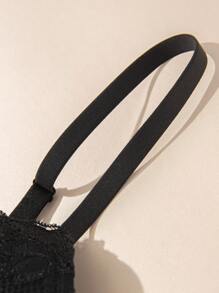 Wingslove حمالة صدر نسائية مبطنة مرفوعة بتصميم دانتيل مع سلك داخلي، مريحة وسميكة - الأسود - مشاهدة 3