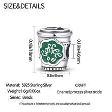 Amuleto de taza de café de plata de ley 925, exquisito colgante de té de la tarde, artículo colgante, decoración, amuleto adecuado para niñas, pulsera de serpiente de bricolaje, colgante de comida, regalo de joyería de bricolaje - Plateado - Ver 5