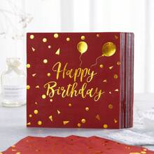 金箔“生日快乐”一次性餐巾，玫瑰金箔“生日快乐”一次性纸巾，生日礼物，婚礼派对装饰餐巾，适用于派对和庆祝活动 - 彩色 - 查看 9