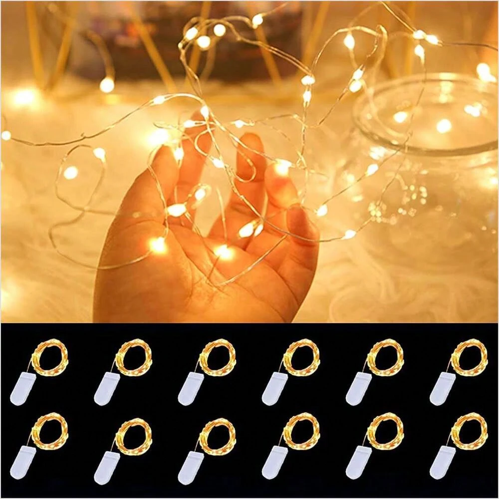 12 Pk 6.6ft 20 LED Copper Wire String Fairy Lights Xmas DEcoor With Battery