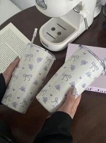 1 件原创紫玫瑰蝴蝶结 20 盎司（600 毫升）不锈钢双层隔热冷杯、咖啡杯、水杯、旅行杯、节日/生日礼物、学生杯、高端设计（不含吸管）水瓶返校 - 彩色 - 查看 3