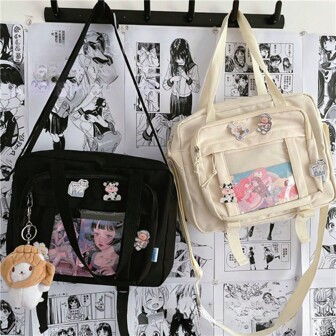 Japanese High School Girl JK Transparent Handbag, Shoulder Bag, Messenger Bag, Large Crossbody Bag, Street Fashion Japanese Style Women Bag
