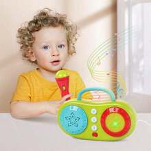 兒童卡拉OK麥克風唱歌機玩具，隨機顏色，是男孩和女孩的完美禮物 - 杏色 - 查看 5