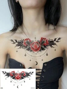 1 Tấm Dán Dưới Ngực Đùi Nghệ Thuật Thân Thể Hình Dán Xăm Tạm Thời Cho Nữ, Màu Đỏ Gothic Đậm Với Hoa Ma Thuật Đen, Hình Xăm Giả Không Thấm Nước, Kéo Dài 2-5 Ngày, Che Vết Sẹo, Có Thể Sử Dụng Trên Cánh Tay Cổ Tay Vai Chân Eo Cổ Tay Ngực Đùi Ngón Tay Mắt Cá Chân , Thích hợp cho các bữa tiệc, quà tặng, kỳ nghỉ, trang trí cơ thể - Nhiều màu - Xem 1