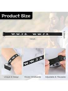 12PCS WWJD Bracelet Pack, Christian Gifts Adjustable Wristbands, WWJD Jesus Bracelets Bulk - What Would Jesus Do Bracelet For Women Men - Multicolor - View 5