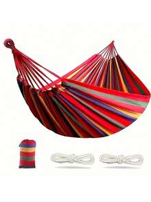 1入組戶外庭院露營吊床，附帶樹腰帶，承載重量高達450磅，隨附旅行袋的便攜式吊床，適用於室內外庭院露營露天用品 - 彩色 - 查看 8