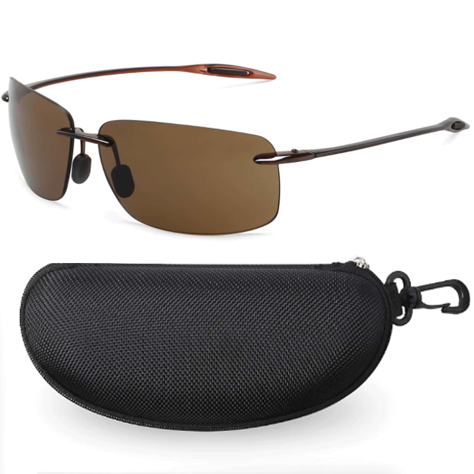 MAXJULI Rimless Polarized Fashion Sports Fashion Glasses Men Women Tr90 Outdoor Running Olf Surf Driving MJ8009 - A2 棕色 - 查看 1