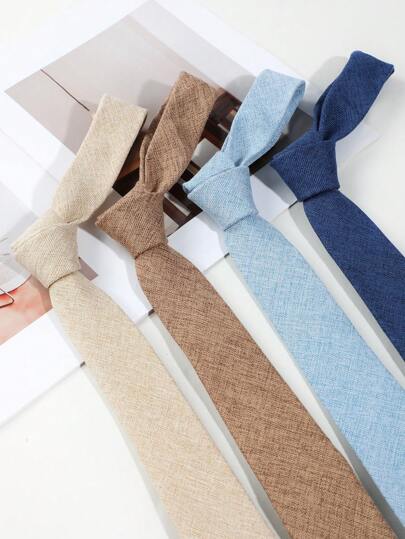 1pc Men's Casual Solid Color Thin Striped Versatile Skinny Tie, Suitable For Parties Daily Wear TravelMen Necktie