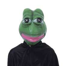 Funny Frog Latex Mask Animal Headgear, Perfect For Video Shooting & Props - Green - View 1