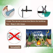 Decoraciones para fiesta temática de campamento, suministros para fiesta de cumpleaños temática de aventura en el bosque y campamento, Fondo de decoración para campamento con temática de feliz campista - Tipo A - Ver 6