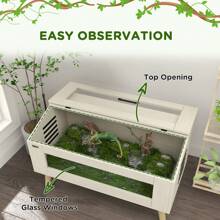 PawHut Reptile Terrarium, Snake Vivarium With Tempered Glass Windows, Openable Top, For Lizards, Horned Frogs, Chameleons, Hamsters, Gerbils - Brown - View 6