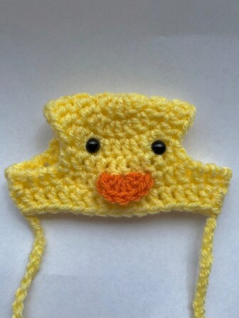 1pc Handmade Crocheted Pet Hat, Adjustable Yellow Duck Style
