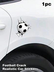 1pc 3D Football Crack Sticker, Car Accessories - Football Stickers - View 1