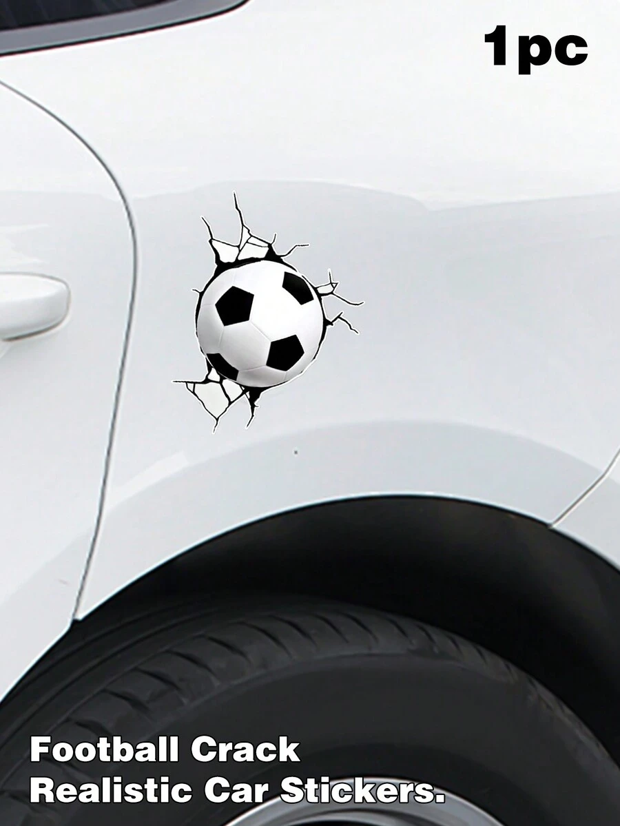 1pc 3D Football Crack Sticker, Car Accessories - Football Stickers - View 1