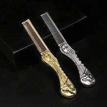 1pc New Foldable Beard Styling Comb, Stainless Steel Portable Vintage Oil Head Grooming Tool For Men, Hair Brush, Back Brush, Styling Brush, Curling Brush, Edge Brush, Hair Brush, Brush Set, Brush, Curling Brush, Detangling Brush, Women Hair Brush, Hair, Travel, Hairdressing Products, Hairdressing Tools, Hairdressing Supplies, Barber, Barber Accessories, Barbershop, Hairdressing Equipment - Multicolor - View 8