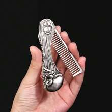 1pc New Foldable Beard Styling Comb, Stainless Steel Portable Vintage Oil Head Grooming Tool For Men, Hair Brush, Back Brush, Styling Brush, Curling Brush, Edge Brush, Hair Brush, Brush Set, Brush, Curling Brush, Detangling Brush, Women Hair Brush, Hair, Travel, Hairdressing Products, Hairdressing Tools, Hairdressing Supplies, Barber, Barber Accessories, Barbershop, Hairdressing Equipment - Multicolor - View 7