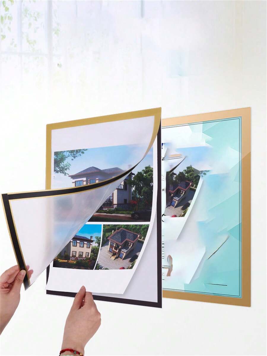 1pc Magnetic Photo Frame With Adhesive Backing, No Need To Drill Holes - Multicolor - View 1