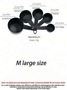 Large And Small Sizes 5pcs Plastic Measuring Cup And Spoon Set With Graduated Scales, Baking Weighing Tools - Black-Large 5-piece set - View 11