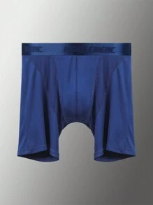1入組男士運動內衣莫代爾方腿平角內褲三角內褲帶防摩腿,合適的跑步,健身和其他活動,長款腿和高彈性 - 寶藍色 - 查看 3
