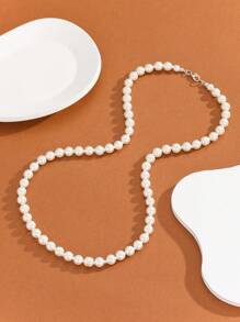 1 Pc Faux Glass Pearl Beaded Elegant Necklace For Women Party Wedding Baroque Necklace - Necklace - View 5