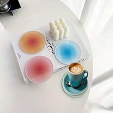 4pcs Color Gradient Drink Coasters, Heat-Insulated Coaster Set For Tabletop Protection, Suitable For Various Cups And Wooden Tables, Cool Home Decoration - Multicolor - View 3