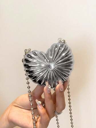 Torebka wieczorowa w kształcie serca z metalowego stopu cynku, damska personalizowana torebka na łańcuszku z szminką, idealna na Walentynki, imprezę, randkę, jako torebka na ramię, portmonetka