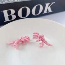 2/4/6pcs Vibrant Macaron Candy Random Color Dinosaur Skeleton Diy Pendant Charms,Fashionable Alloy DIY Jewelry Making Findings For Necklace & Earring Creations